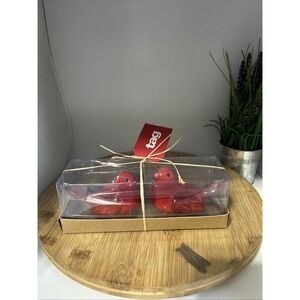 TAG Brand - Red Lovebirds Salt & Pepper Shakers New Cardinal Set In Box Ceramic